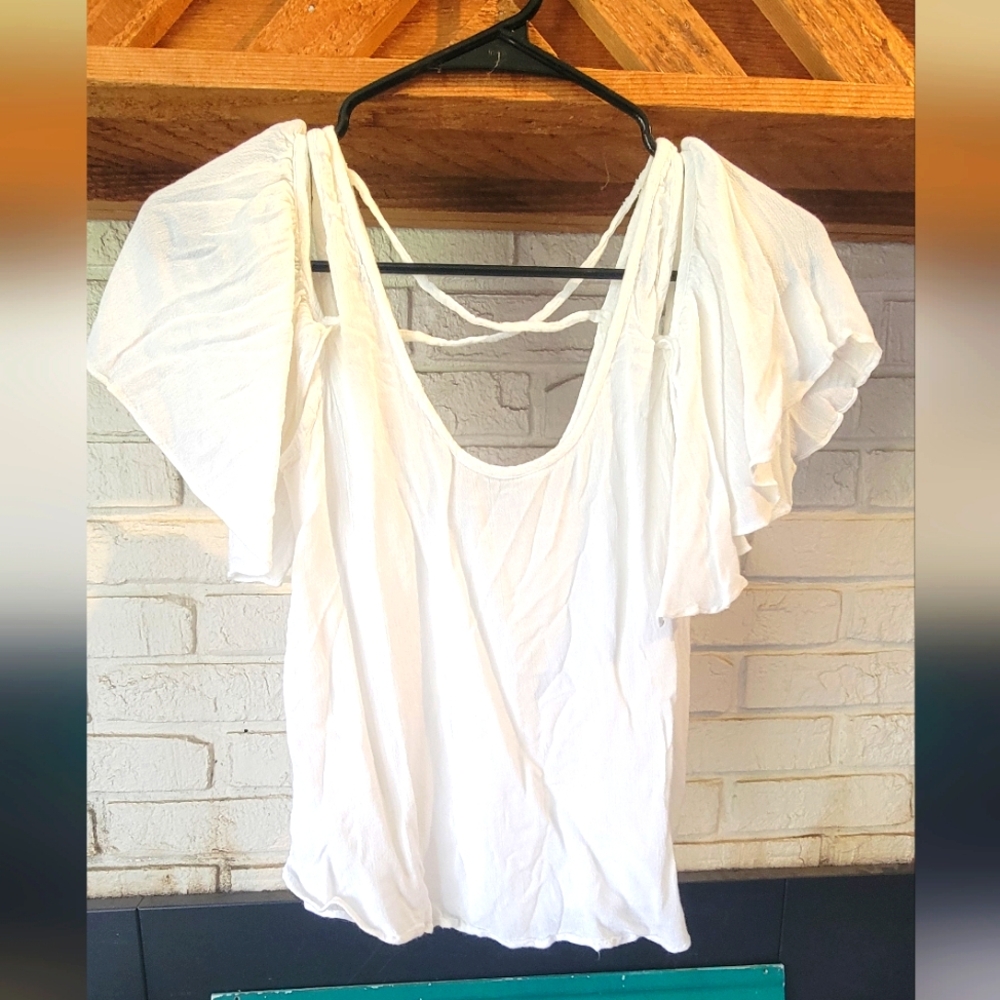 Lovers & Friends White Of The Shoulder Rayon Blouse Size xs